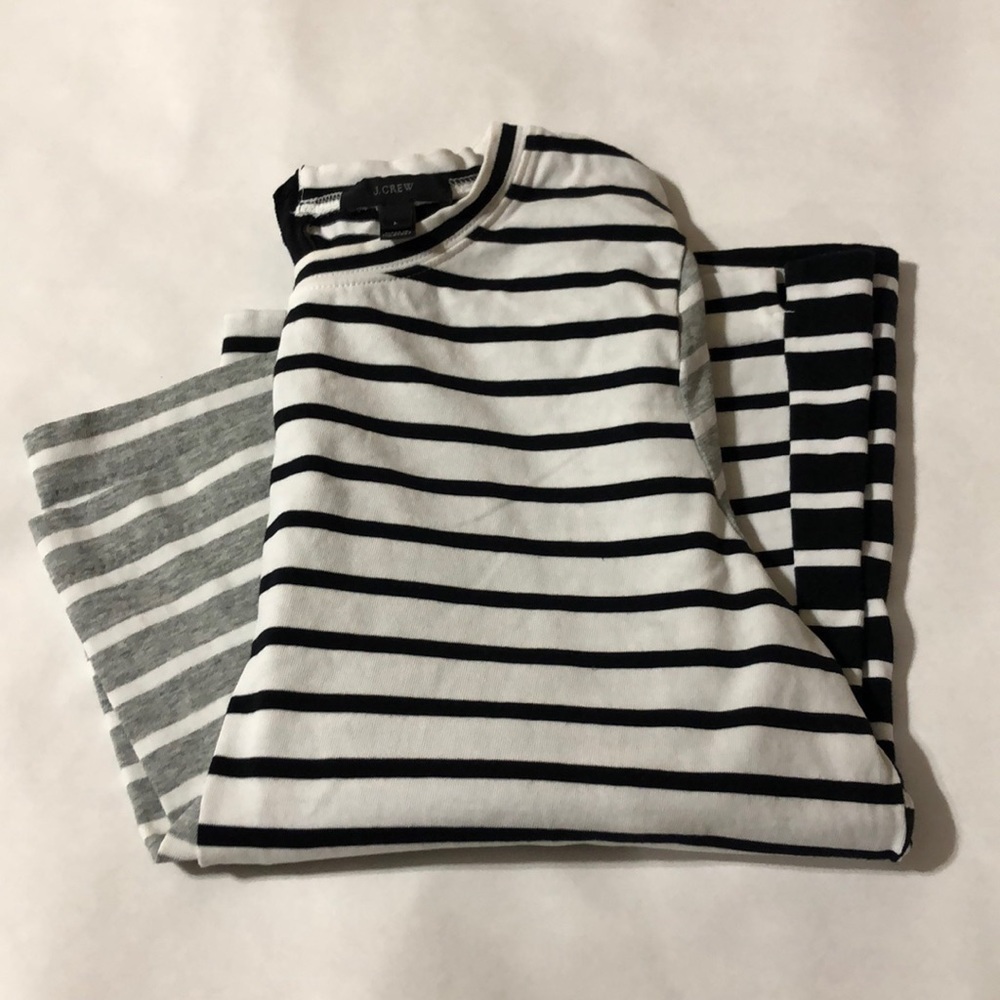 JCREW Striped Color Block 3/4 Sleeve Tee Sz Large